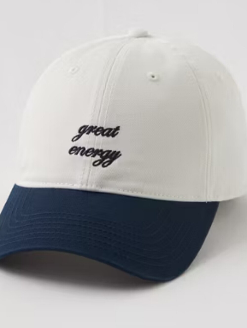 NWT AERIE "Great Energy" Two-Tone Baseball Cap - White/Navy